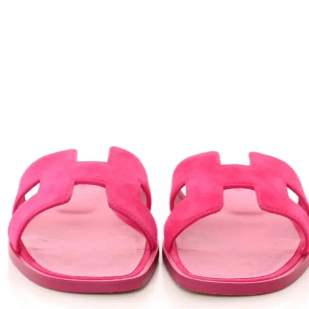 HERMES ROSE FUCHSIA SUEDE GOATSKIN ORAN  SANDAL’s
Sz38 - Picture 3 of 10